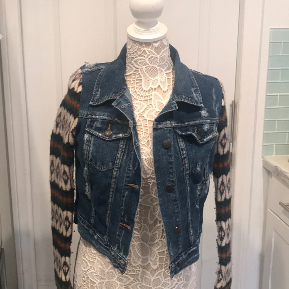 Free People denim jacket, with wool sleeves